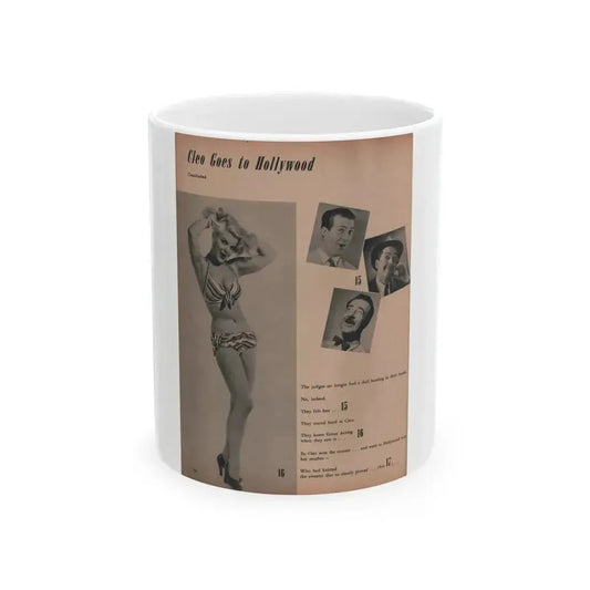 Cleo Moore #140 - Glamorous Models Mag. '50 - 1 B&W Photo (Vintage Female Icon) White Coffee Mug 11oz - Go Mug Yourself
