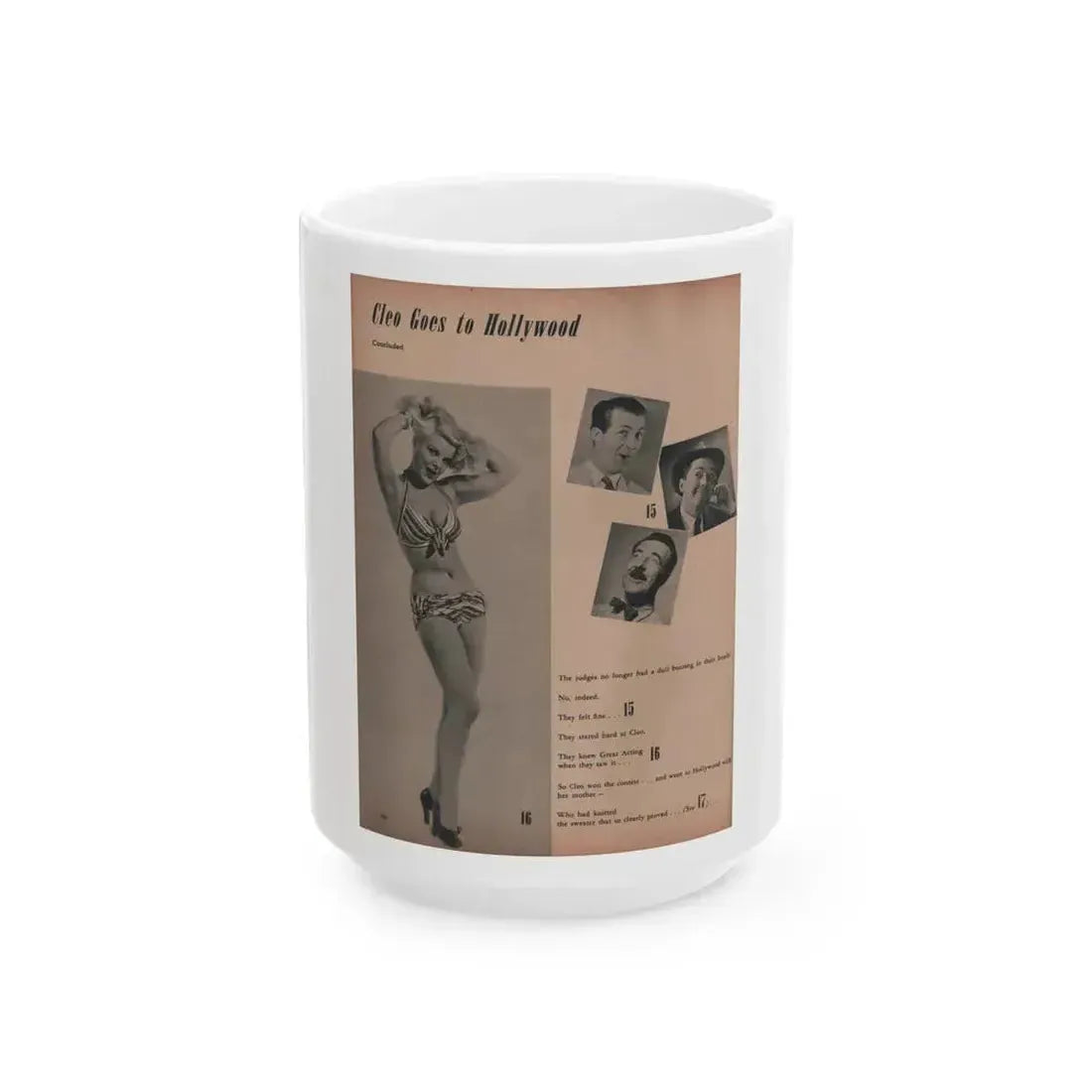Cleo Moore #140 - Glamorous Models Mag. '50 - 1 B&W Photo (Vintage Female Icon) White Coffee Mug 15oz - Go Mug Yourself