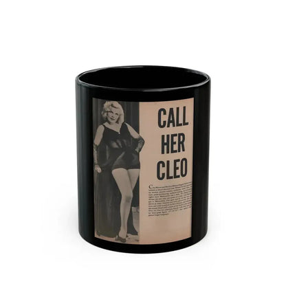 Cleo Moore #142 - Glamorous Models Mag. '54 - 1 B&W Photo & Article (Vintage Female Icon) Black Coffee Mug 11oz - Go Mug Yourself
