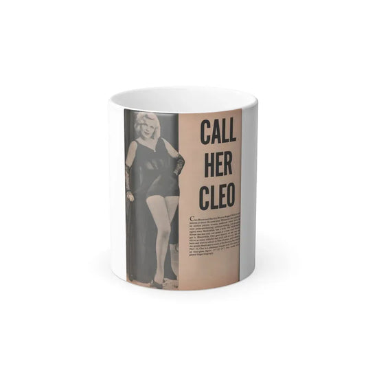 Cleo Moore #142 - Glamorous Models Mag. '54 - 1 B&W Photo & Article (Vintage Female Icon) Color Changing Coffee Mug 11oz - Go Mug Yourself