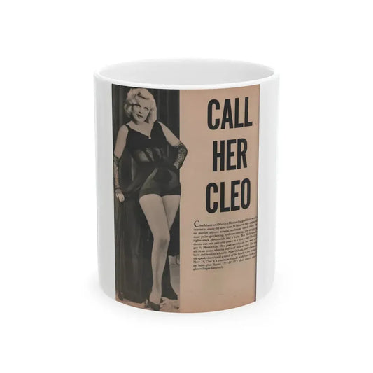 Cleo Moore #142 - Glamorous Models Mag. '54 - 1 B&W Photo & Article (Vintage Female Icon) White Coffee Mug 11oz - Go Mug Yourself