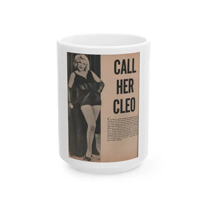 Cleo Moore #142 - Glamorous Models Mag. '54 - 1 B&W Photo & Article (Vintage Female Icon) White Coffee Mug 15oz - Go Mug Yourself