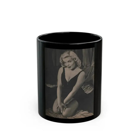 Cleo Moore #143 - Glamorous Models Mag. '54 - 1 B&W Photo (Vintage Female Icon) Black Coffee Mug 11oz - Go Mug Yourself