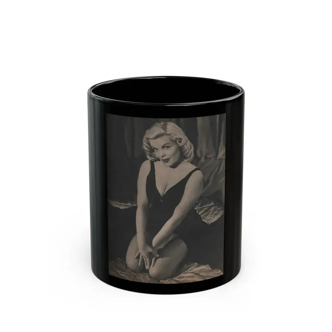 Cleo Moore #143 - Glamorous Models Mag. '54 - 1 B&W Photo (Vintage Female Icon) Black Coffee Mug 11oz - Go Mug Yourself
