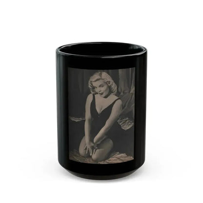 Cleo Moore #143 - Glamorous Models Mag. '54 - 1 B&W Photo (Vintage Female Icon) Black Coffee Mug 15oz - Go Mug Yourself