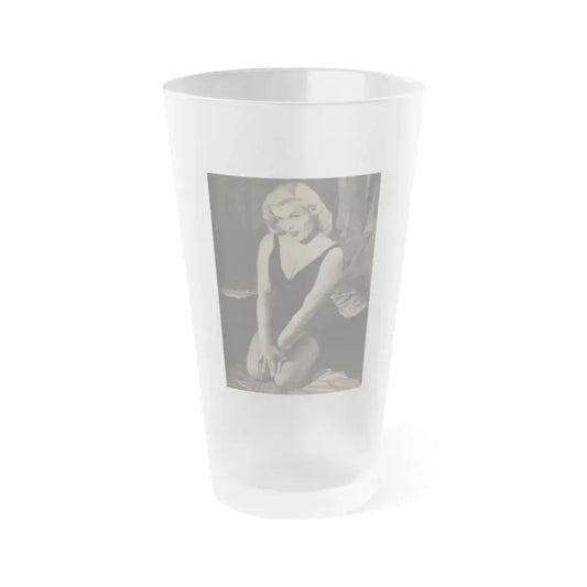 Cleo Moore #143 - Glamorous Models Mag. '54 - 1 B&W Photo (Vintage Female Icon) Frosted Pint Glass 16oz 16oz Frosted - Go Mug Yourself