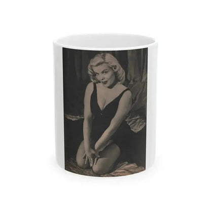 Cleo Moore #143 - Glamorous Models Mag. '54 - 1 B&W Photo (Vintage Female Icon) White Coffee Mug 11oz - Go Mug Yourself