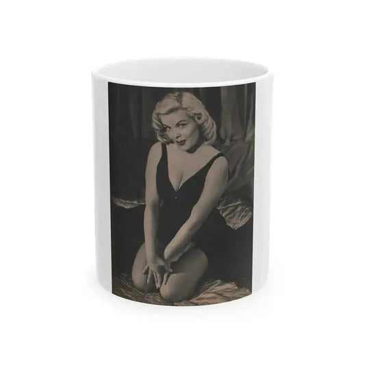 Cleo Moore #143 - Glamorous Models Mag. '54 - 1 B&W Photo (Vintage Female Icon) White Coffee Mug 11oz - Go Mug Yourself
