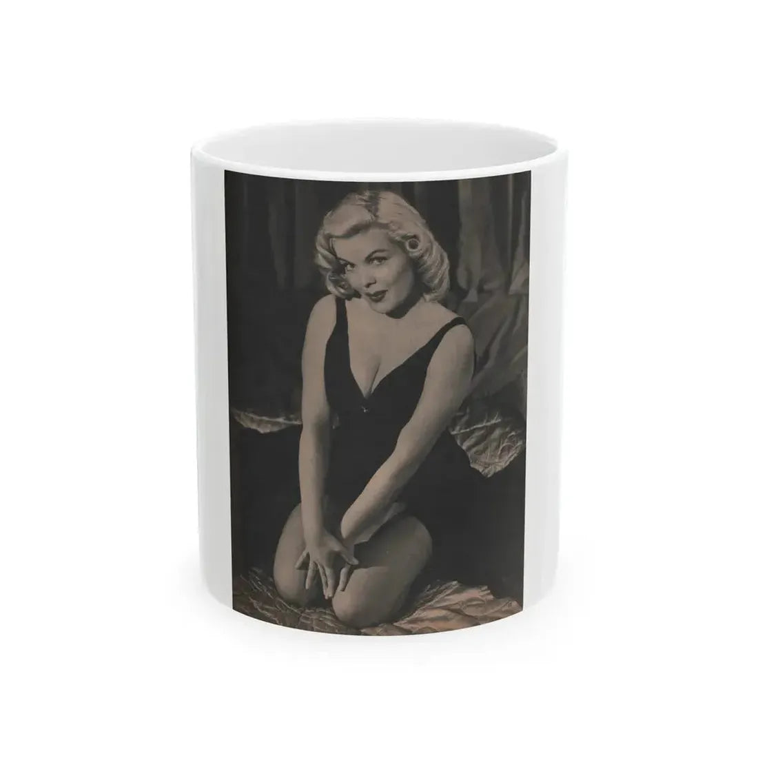 Cleo Moore #143 - Glamorous Models Mag. '54 - 1 B&W Photo (Vintage Female Icon) White Coffee Mug 11oz - Go Mug Yourself