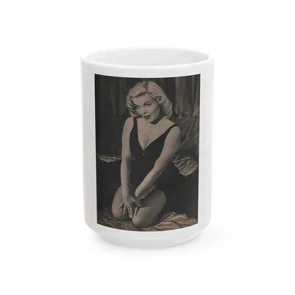 Cleo Moore #143 - Glamorous Models Mag. '54 - 1 B&W Photo (Vintage Female Icon) White Coffee Mug 15oz - Go Mug Yourself