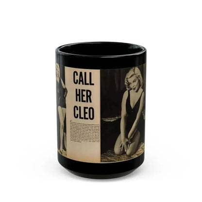 Cleo Moore #144 - Glamorous Models Mag. '54 - 1 B&W Photo (Vintage Female Icon) Black Coffee Mug 15oz - Go Mug Yourself