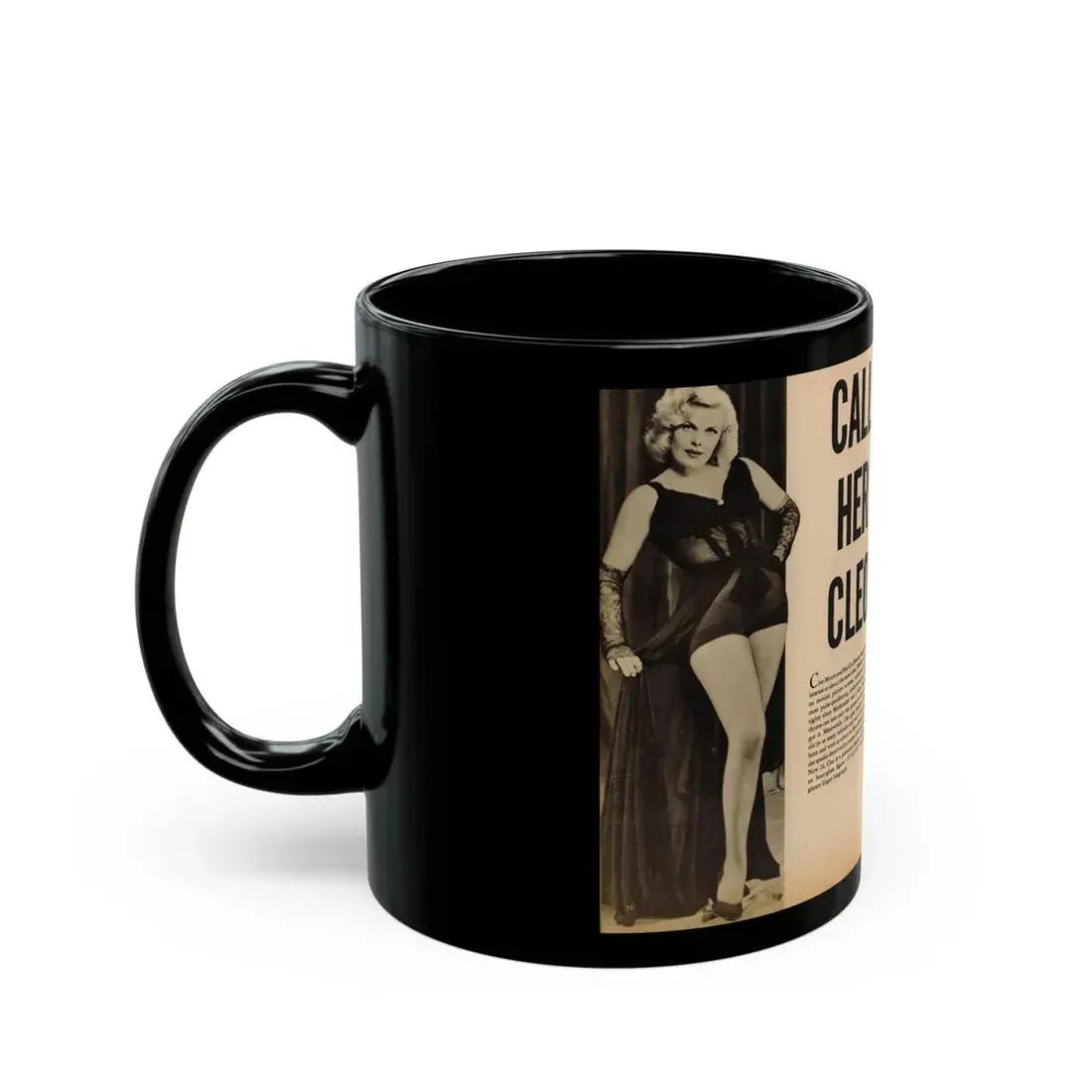 Cleo Moore #144 - Glamorous Models Mag. '54 - 1 B&W Photo (Vintage Female Icon) Black Coffee Mug - Go Mug Yourself