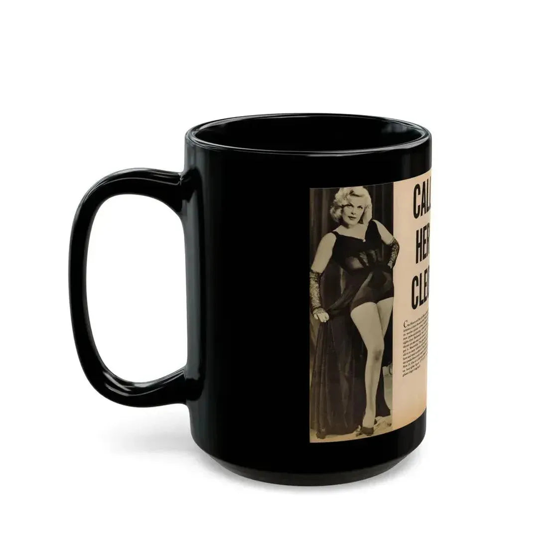 Cleo Moore #144 - Glamorous Models Mag. '54 - 1 B&W Photo (Vintage Female Icon) Black Coffee Mug - Go Mug Yourself