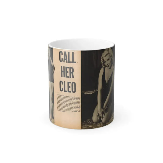 Cleo Moore #144 - Glamorous Models Mag. '54 - 1 B&W Photo (Vintage Female Icon) Color Changing Coffee Mug 11oz - Go Mug Yourself