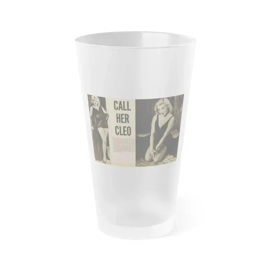 Cleo Moore #144 - Glamorous Models Mag. '54 - 1 B&W Photo (Vintage Female Icon) Frosted Pint Glass 16oz 16oz Frosted - Go Mug Yourself