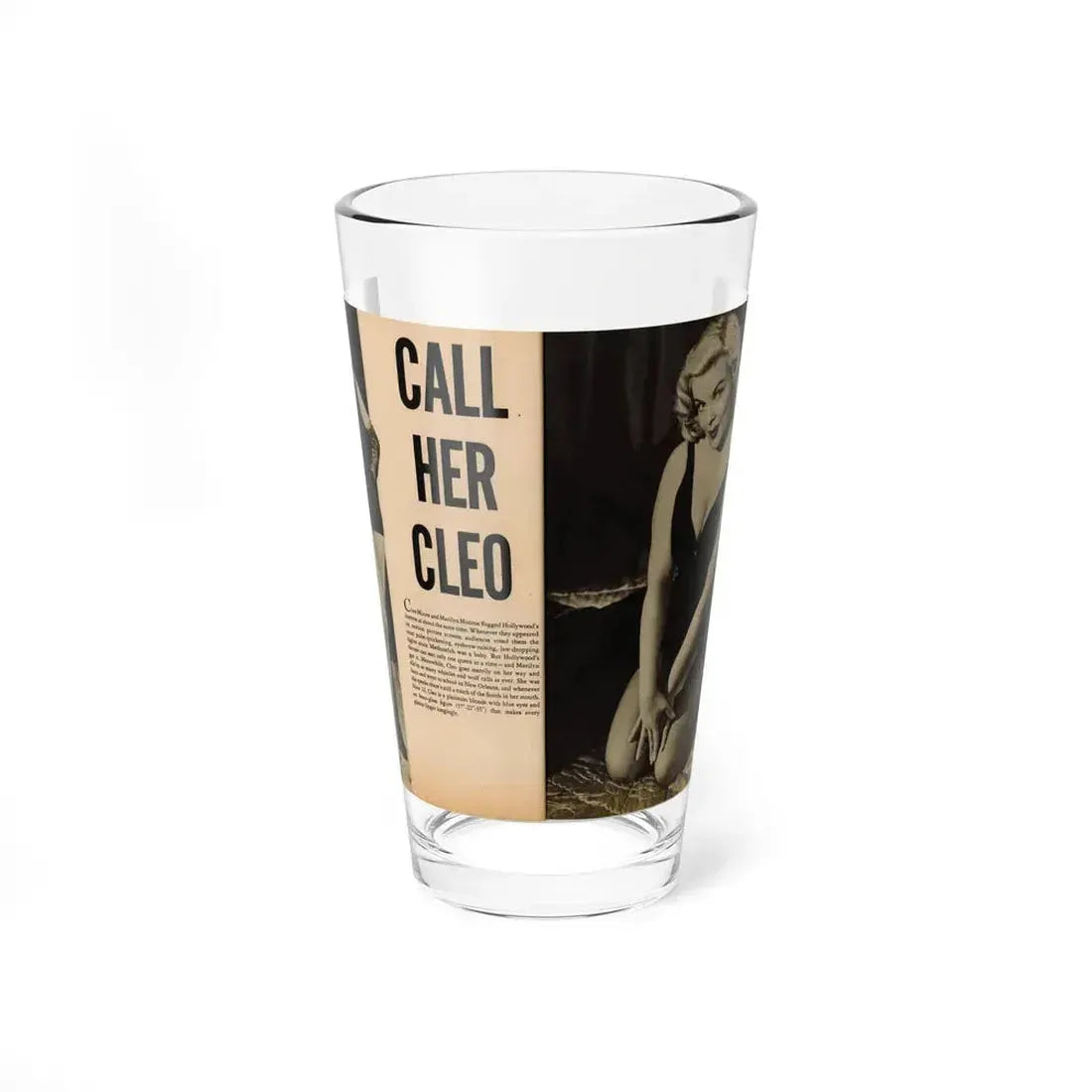 Cleo Moore #144 - Glamorous Models Mag. '54 - 1 B&W Photo (Vintage Female Icon) Pint Glass 16oz 16oz - Go Mug Yourself