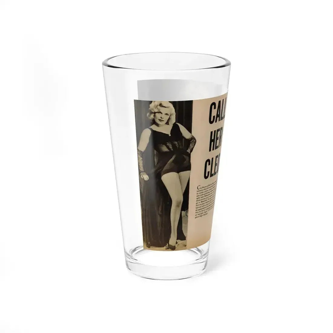 Cleo Moore #144 - Glamorous Models Mag. '54 - 1 B&W Photo (Vintage Female Icon) Pint Glass 16oz - Go Mug Yourself