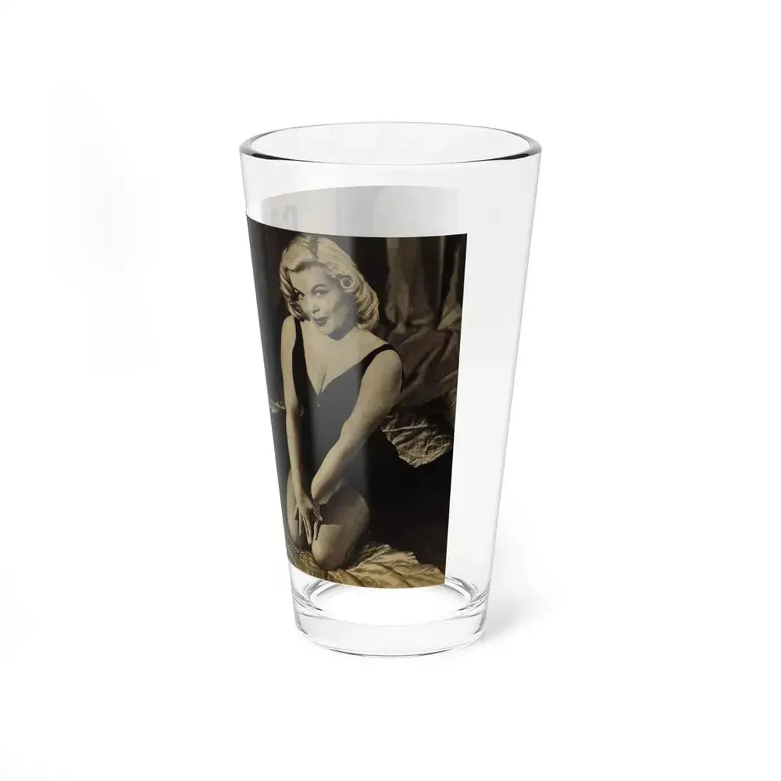 Cleo Moore #144 - Glamorous Models Mag. '54 - 1 B&W Photo (Vintage Female Icon) Pint Glass 16oz - Go Mug Yourself