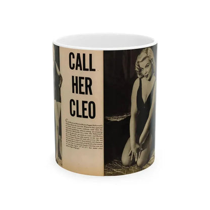Cleo Moore #144 - Glamorous Models Mag. '54 - 1 B&W Photo (Vintage Female Icon) White Coffee Mug 11oz - Go Mug Yourself