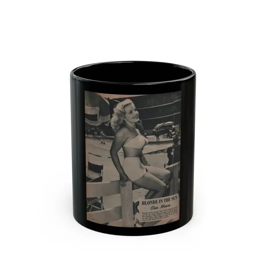 Cleo Moore #145 - Famous Models Mag. May-June '51 - 1 B&W Photo (Vintage Female Icon) Black Coffee Mug 11oz - Go Mug Yourself