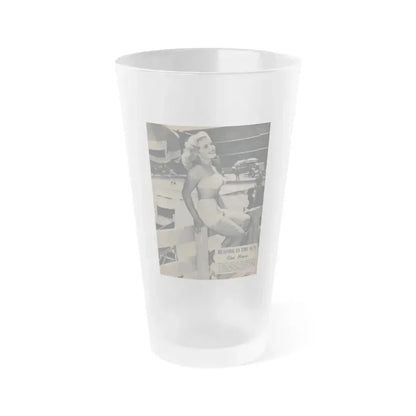 Cleo Moore #145 - Famous Models Mag. May-June '51 - 1 B&W Photo (Vintage Female Icon) Frosted Pint Glass 16oz 16oz Frosted - Go Mug Yourself