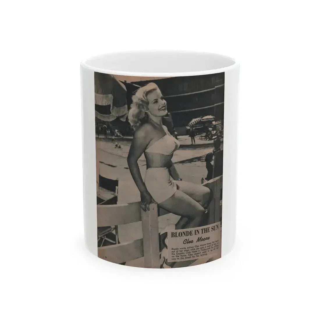 Cleo Moore #145 - Famous Models Mag. May-June '51 - 1 B&W Photo (Vintage Female Icon) White Coffee Mug 11oz - Go Mug Yourself