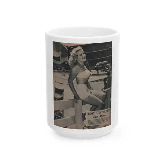 Cleo Moore #145 - Famous Models Mag. May-June '51 - 1 B&W Photo (Vintage Female Icon) White Coffee Mug 15oz - Go Mug Yourself