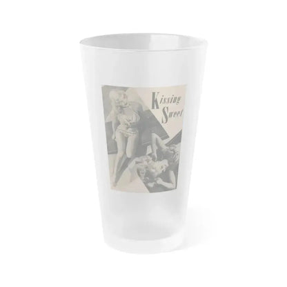 Cleo Moore #162 - Cover Girls Models Mag. '54 - 1 Page 2 B&W Photos & Large Caption (Vintage Female Icon) Frosted Pint Glass 16oz 16oz Frosted - Go Mug Yourself