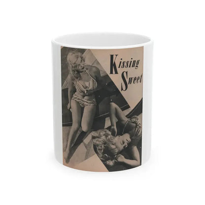 Cleo Moore #162 - Cover Girls Models Mag. '54 - 1 Page 2 B&W Photos & Large Caption (Vintage Female Icon) White Coffee Mug 11oz - Go Mug Yourself