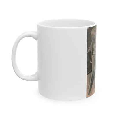 Cleo Moore #162 - Cover Girls Models Mag. '54 - 1 Page 2 B&W Photos & Large Caption (Vintage Female Icon) White Coffee Mug - Go Mug Yourself