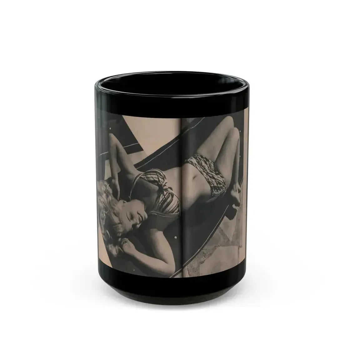 Cleo Moore #163 - Cover Girls Models Mag. '54 - 1 Page 1 B&W Photo (Vintage Female Icon) Black Coffee Mug 15oz - Go Mug Yourself