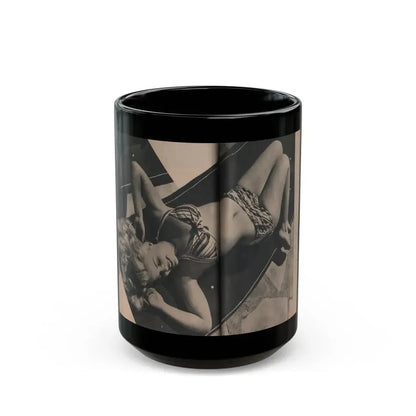 Cleo Moore #163 - Cover Girls Models Mag. '54 - 1 Page 1 B&W Photo (Vintage Female Icon) Black Coffee Mug 15oz - Go Mug Yourself