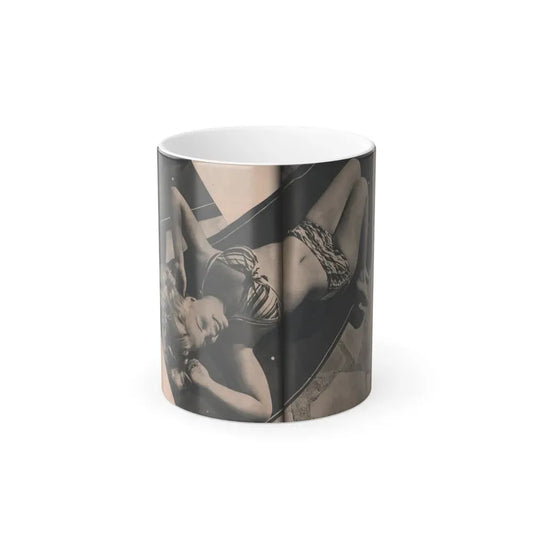 Cleo Moore #163 - Cover Girls Models Mag. '54 - 1 Page 1 B&W Photo (Vintage Female Icon) Color Changing Coffee Mug 11oz - Go Mug Yourself
