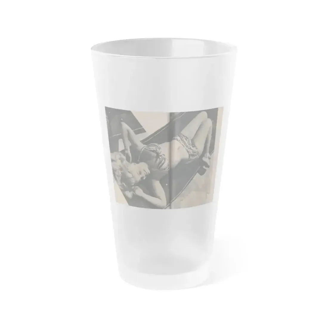 Cleo Moore #163 - Cover Girls Models Mag. '54 - 1 Page 1 B&W Photo (Vintage Female Icon) Frosted Pint Glass 16oz 16oz Frosted - Go Mug Yourself