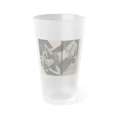 Cleo Moore #163 - Cover Girls Models Mag. '54 - 1 Page 1 B&W Photo (Vintage Female Icon) Frosted Pint Glass 16oz 16oz Frosted - Go Mug Yourself
