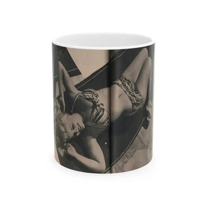 Cleo Moore #163 - Cover Girls Models Mag. '54 - 1 Page 1 B&W Photo (Vintage Female Icon) White Coffee Mug 11oz - Go Mug Yourself