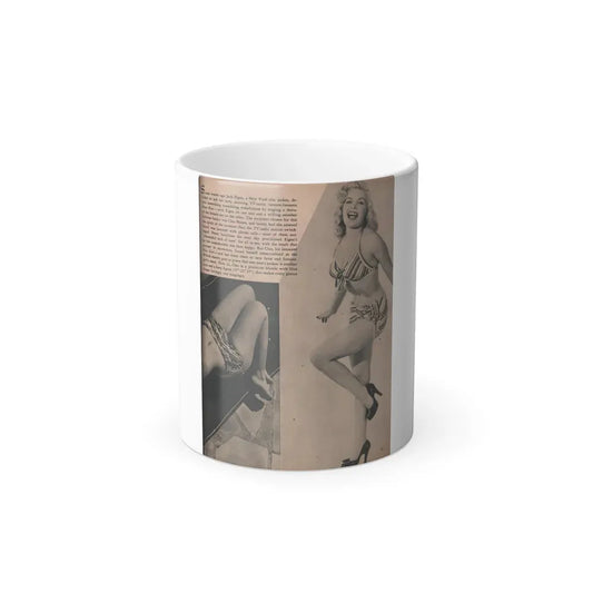 Cleo Moore #164 - Cover Girls Models Mag. '54 - 1 Page 1 B&W Photo & Paragraph (Vintage Female Icon) Color Changing Coffee Mug 11oz - Go Mug Yourself