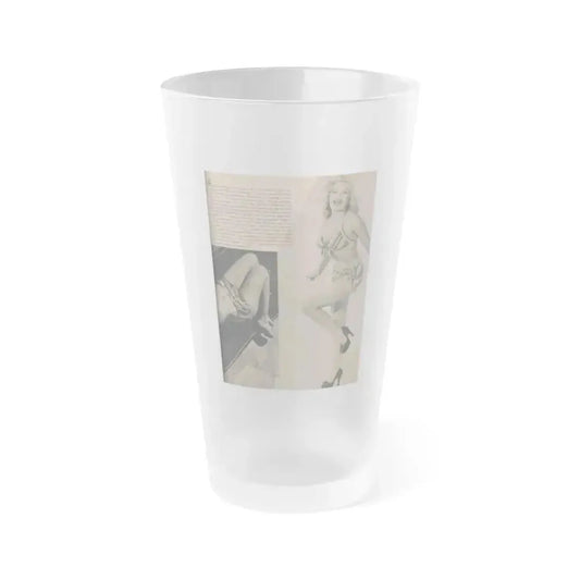 Cleo Moore #164 - Cover Girls Models Mag. '54 - 1 Page 1 B&W Photo & Paragraph (Vintage Female Icon) Frosted Pint Glass 16oz 16oz Frosted - Go Mug Yourself