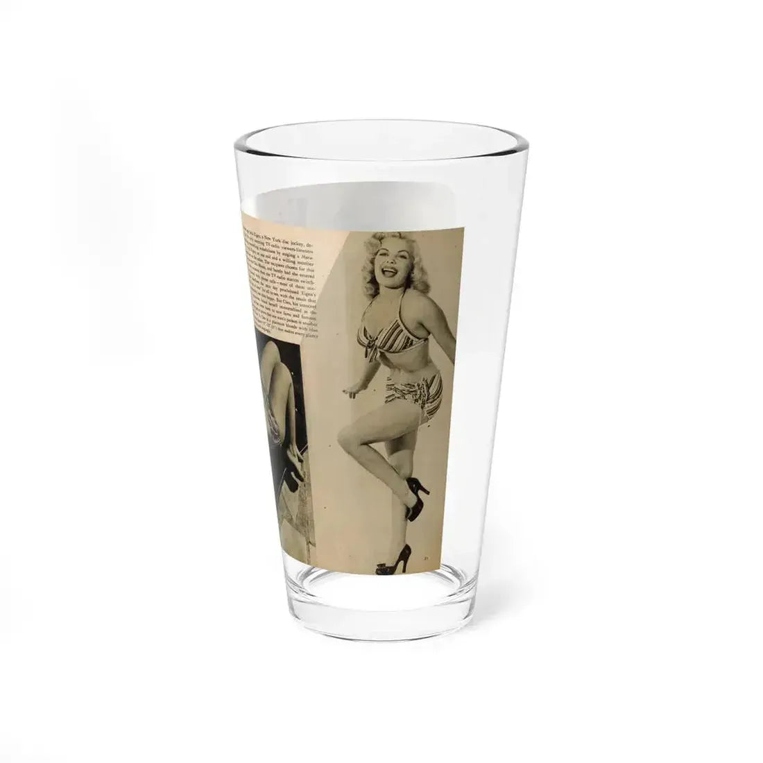 Cleo Moore #165 - Cover Girls Models Mag. '54 - 1 Page 1 B&W Centerfold, 2 Others & Paragraph 1 (Vintage Female Icon) Pint Glass 16oz - Go Mug Yourself