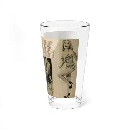 Cleo Moore #165 - Cover Girls Models Mag. '54 - 1 Page 1 B&W Centerfold, 2 Others & Paragraph 1 (Vintage Female Icon) Pint Glass 16oz - Go Mug Yourself