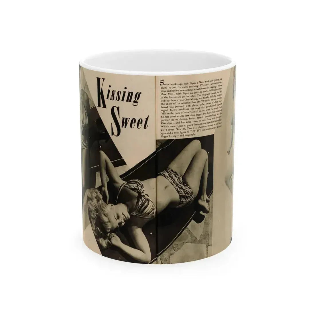 Cleo Moore #165 - Cover Girls Models Mag. '54 - 1 Page 1 B&W Centerfold, 2 Others & Paragraph 1 (Vintage Female Icon) White Coffee Mug 11oz - Go Mug Yourself