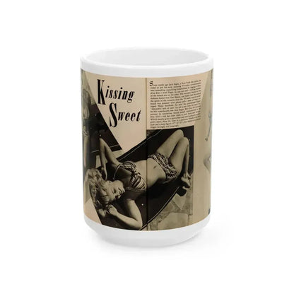 Cleo Moore #165 - Cover Girls Models Mag. '54 - 1 Page 1 B&W Centerfold, 2 Others & Paragraph 1 (Vintage Female Icon) White Coffee Mug 15oz - Go Mug Yourself