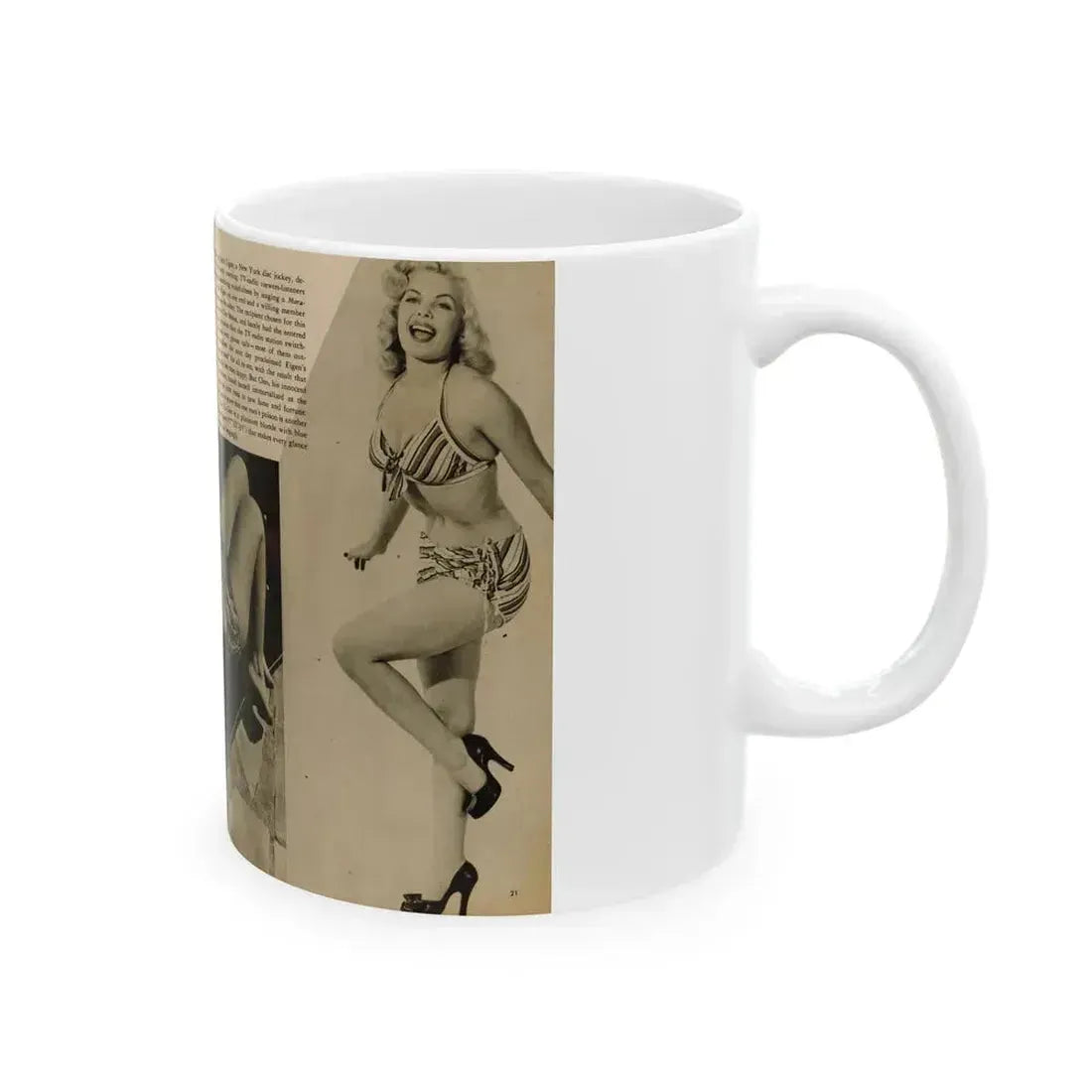 Cleo Moore #165 - Cover Girls Models Mag. '54 - 1 Page 1 B&W Centerfold, 2 Others & Paragraph 1 (Vintage Female Icon) White Coffee Mug - Go Mug Yourself