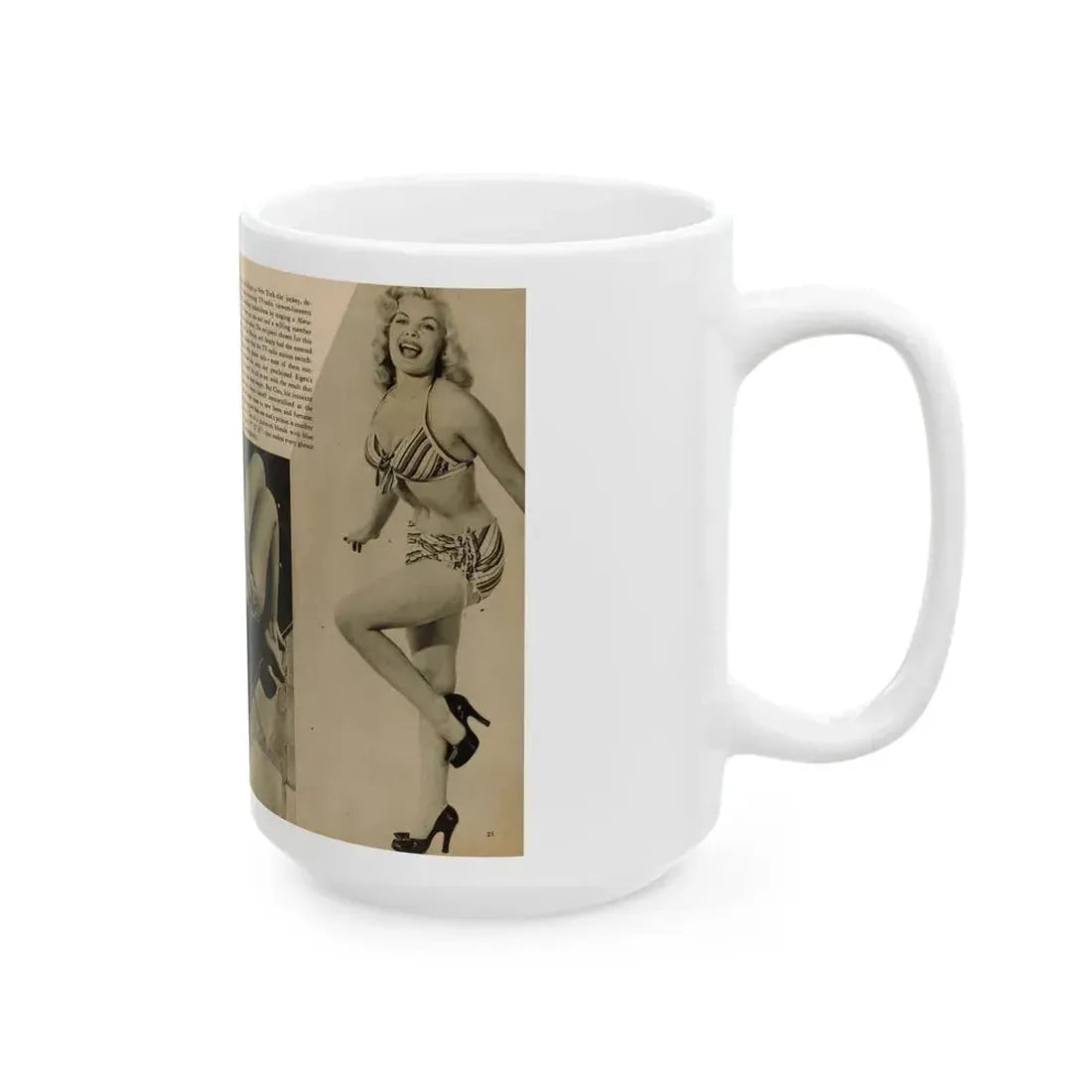 Cleo Moore #165 - Cover Girls Models Mag. '54 - 1 Page 1 B&W Centerfold, 2 Others & Paragraph 1 (Vintage Female Icon) White Coffee Mug - Go Mug Yourself