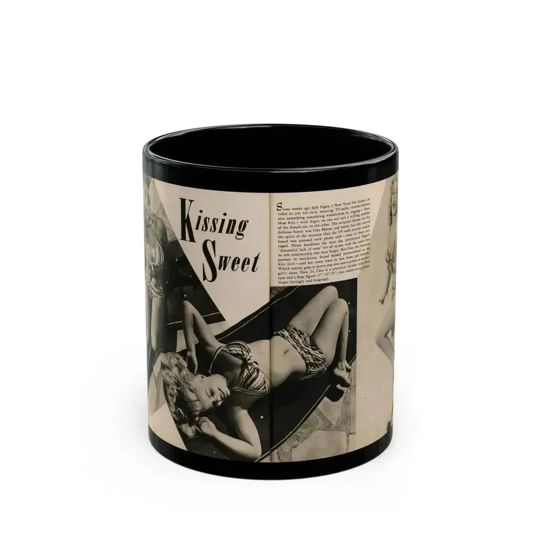 Cleo Moore #165 - Cover Girls Models Mag. '54 - 1 Page 1 B&W Centerfold, 2 Others & Paragraph (Vintage Female Icon) Black Coffee Mug 11oz - Go Mug Yourself