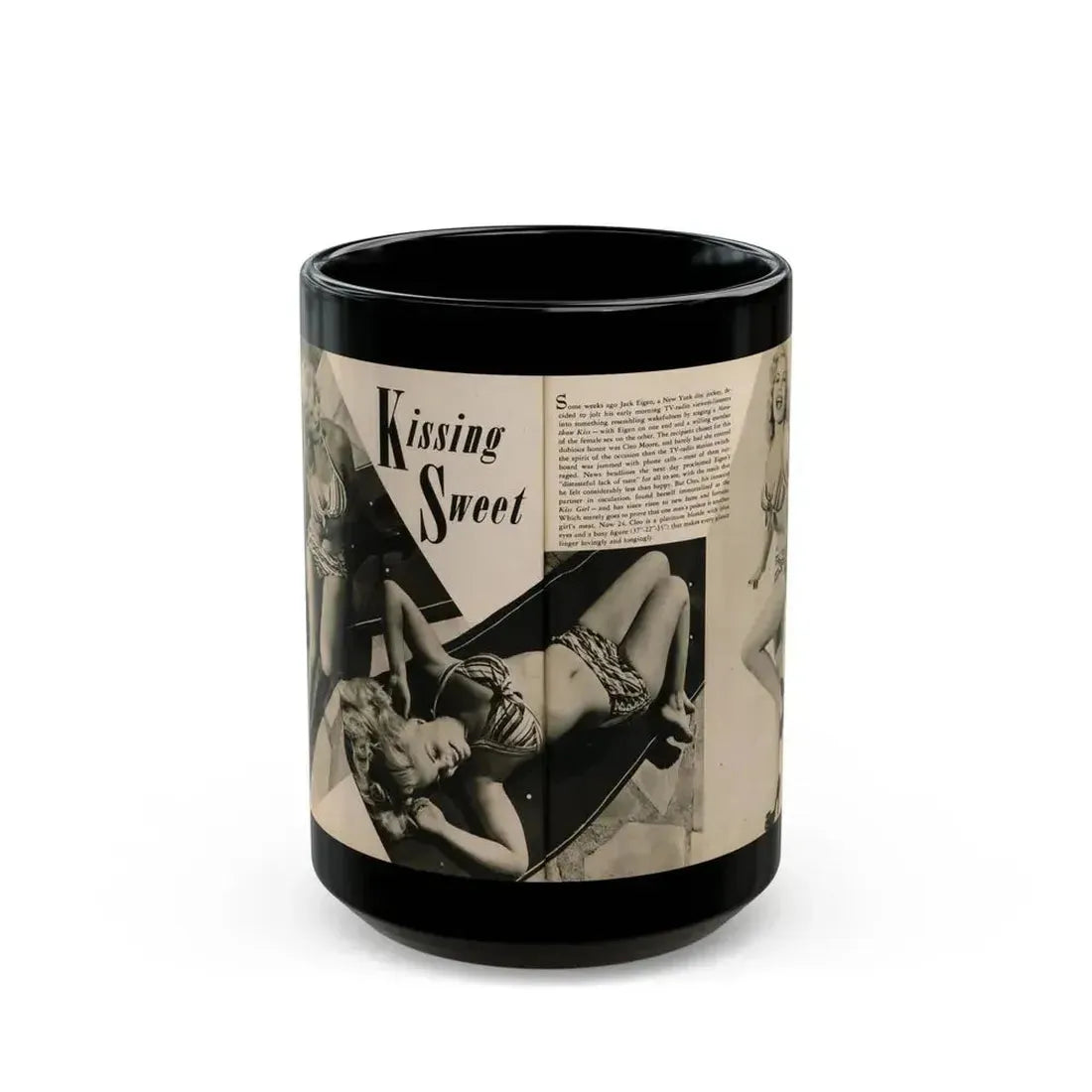 Cleo Moore #165 - Cover Girls Models Mag. '54 - 1 Page 1 B&W Centerfold, 2 Others & Paragraph (Vintage Female Icon) Black Coffee Mug 15oz - Go Mug Yourself