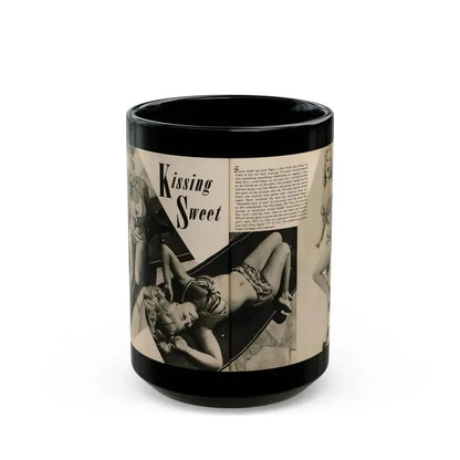 Cleo Moore #165 - Cover Girls Models Mag. '54 - 1 Page 1 B&W Centerfold, 2 Others & Paragraph (Vintage Female Icon) Black Coffee Mug 15oz - Go Mug Yourself