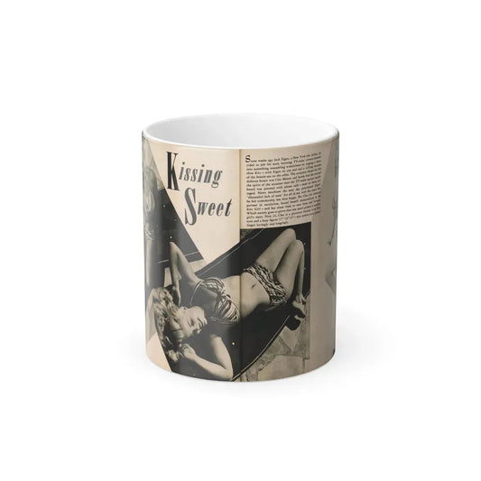 Cleo Moore #165 - Cover Girls Models Mag. '54 - 1 Page 1 B&W Centerfold, 2 Others & Paragraph (Vintage Female Icon) Color Changing Coffee Mug 11oz - Go Mug Yourself
