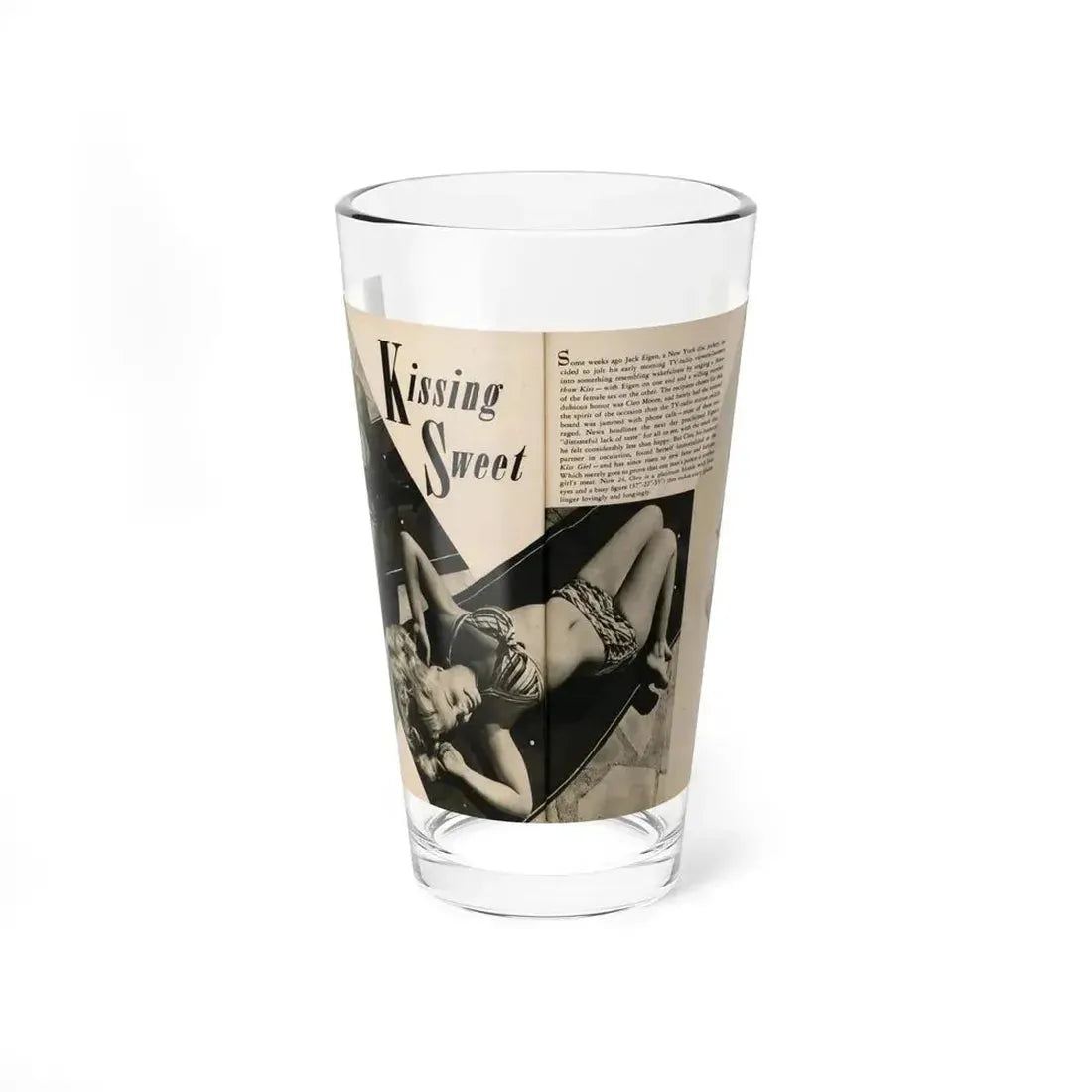 Cleo Moore #165 - Cover Girls Models Mag. '54 - 1 Page 1 B&W Centerfold, 2 Others & Paragraph (Vintage Female Icon) Pint Glass 16oz 16oz - Go Mug Yourself