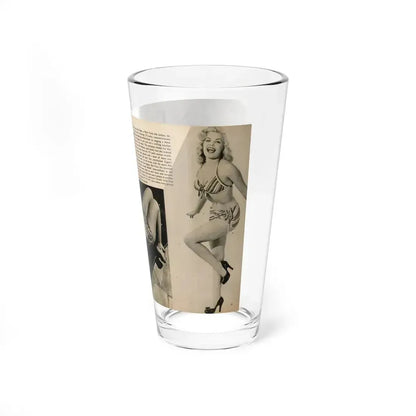 Cleo Moore #165 - Cover Girls Models Mag. '54 - 1 Page 1 B&W Centerfold, 2 Others & Paragraph (Vintage Female Icon) Pint Glass 16oz - Go Mug Yourself